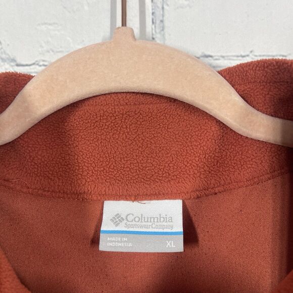 Columbia Sweater Men XL Fleece Orange Long Sleeve Polyester Light Weight Pull - Picture 5 of 10